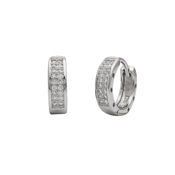 Zirconia Pave Huggie Earrings (Silver)