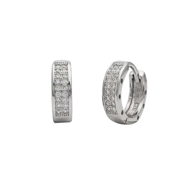 Zirconia Pave Huggie Earrings (Silver)