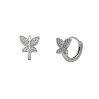 Zirconia Butterfly Huggie Earrings (Silver)