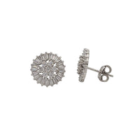 Zirconia Round & Baguettes Earrings (Silver)