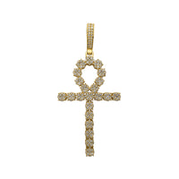 Diamond Iced-Out Beaded Ankh Pendant (14K)