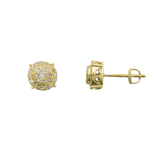 Diamond Round Cluster Stud Earrings (14K)