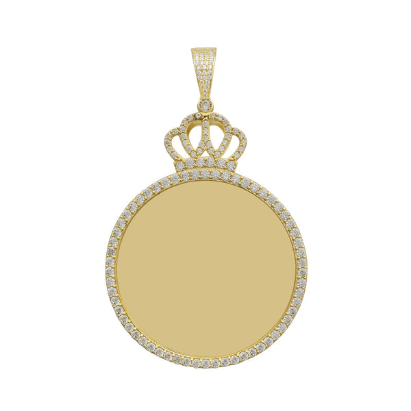 Zirconia Crowned Round Memorial Picture Pendant (14K)