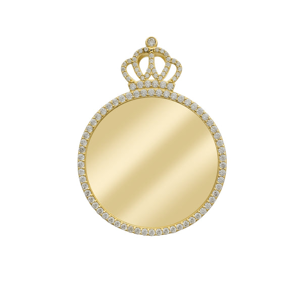 Zirconia Crowned Round Memorial Picture Pendant (14K)