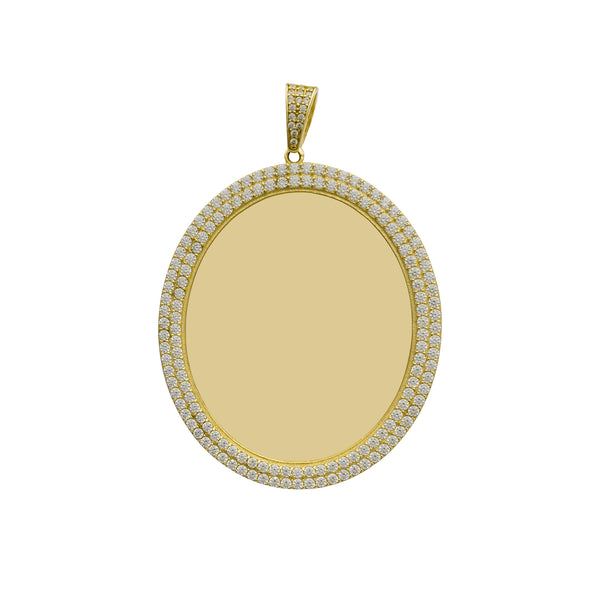 Zirconia 2-Row Oval Memorial Picture Pendant (14K)