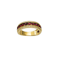 Zirconia Red Channel Setting Wedding Band (10K)