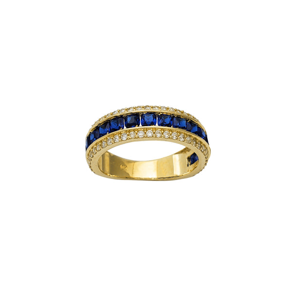 Zirconia Blue Channel Setting Wedding Band (10K)