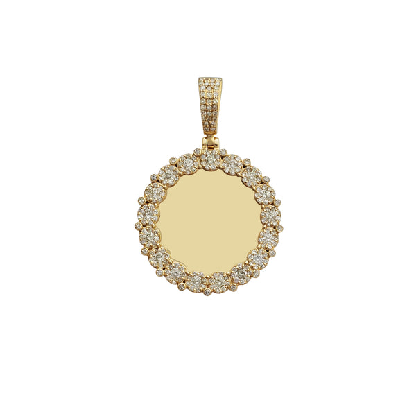 Diamond Pave Round Memorial Picture Pendant (14K)