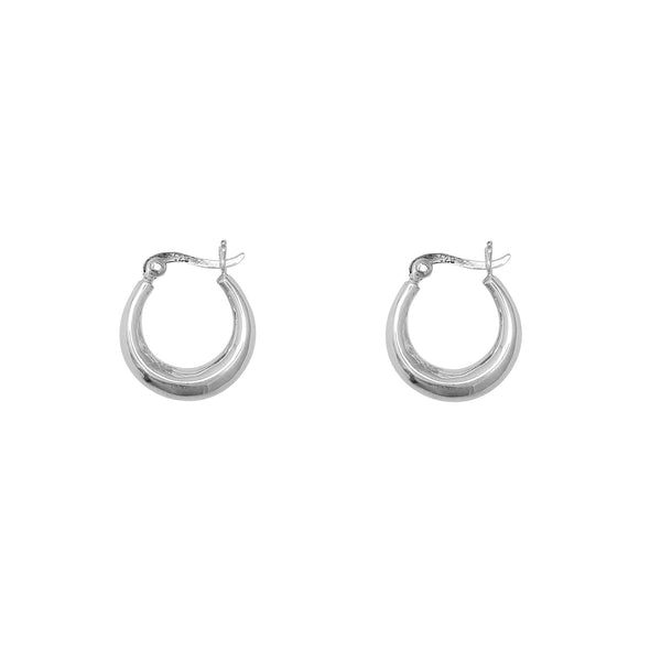 Oval Puffy Hoop Earrings (Silver)