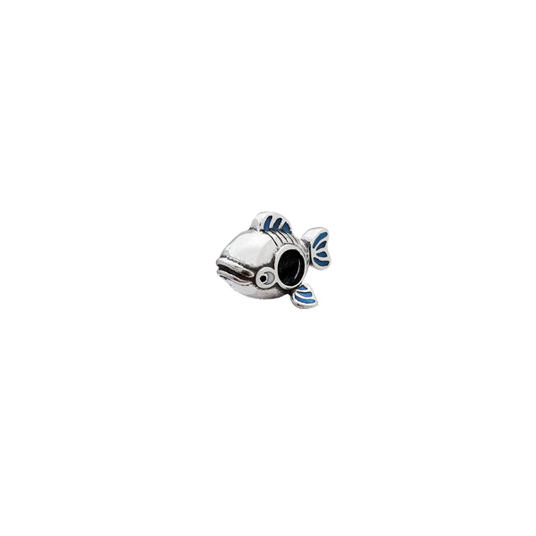 3-D Blue Fish Charm Pendant (Silver)