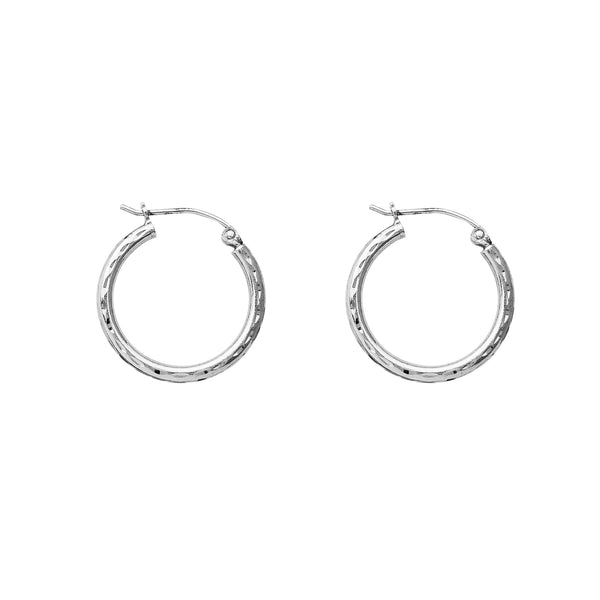 Diamond-cuts Hoop Earrings (Silver)