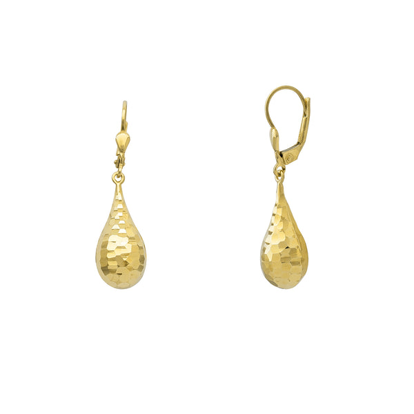 Hammered Textured Teardrop Hanging Earrings (14K)