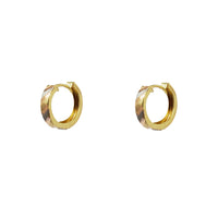 Tricolor Diamond-cuts Huggie Earrings (14K)