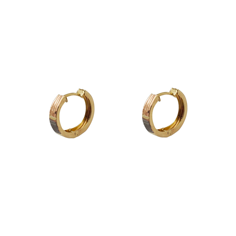 Tricolor Diamond-cuts Huggie Earrings (14K)