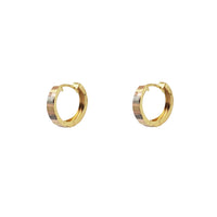 Tricolor Diamond-cuts Huggie Earrings (14K)