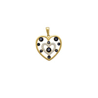 Zirconia Blue Evil Eyes-Heart Pendant (14K)