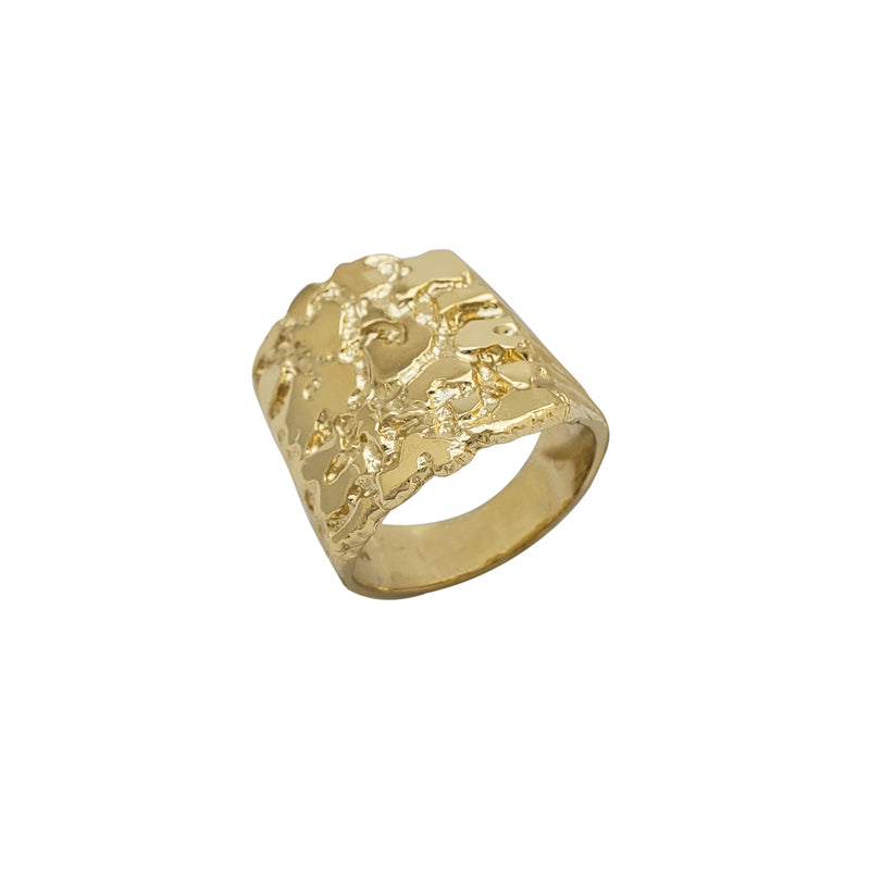 Rectangle Borderless Textured Nugget Men's Ring (14K)