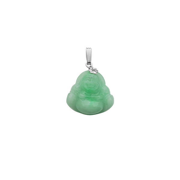 Jade Laughing Buddha Pendant (14K)