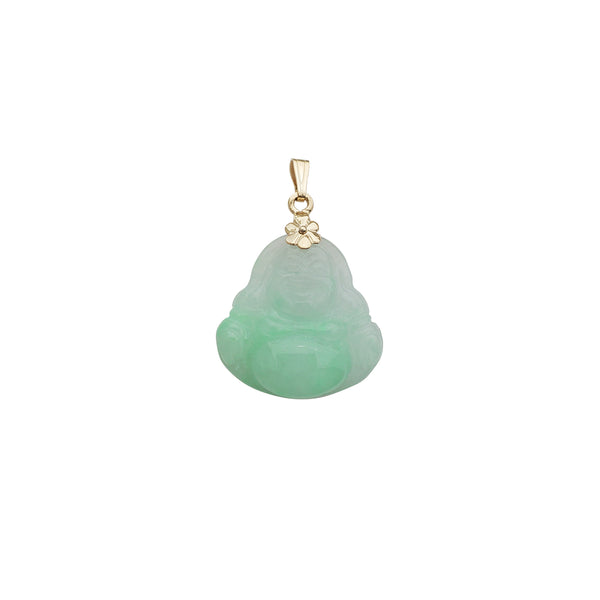 Jade Laughing Buddha Pendant (14K)