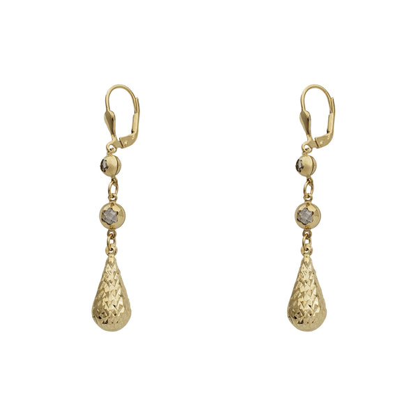 Zirconia Faceted Teardrop Hanging Earrings (14K)