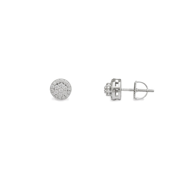 Zirconia Cluster Round Stud Earrings (Silver)