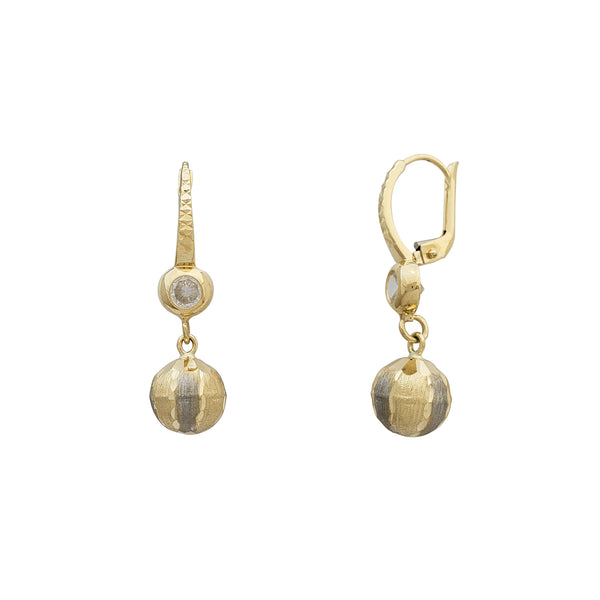 Two-Tone Round Drop Earrings (14K)