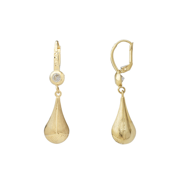 Diamond-Cuts Teardrop Shape Drop Earrings (14K)