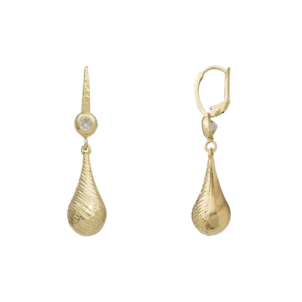 Diamond-Cuts Teardrop Shape Drop Earrings (14K)