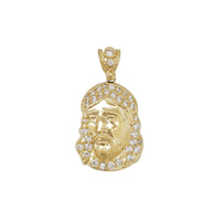 Stone-Set Jesus Head Pendant (14K)