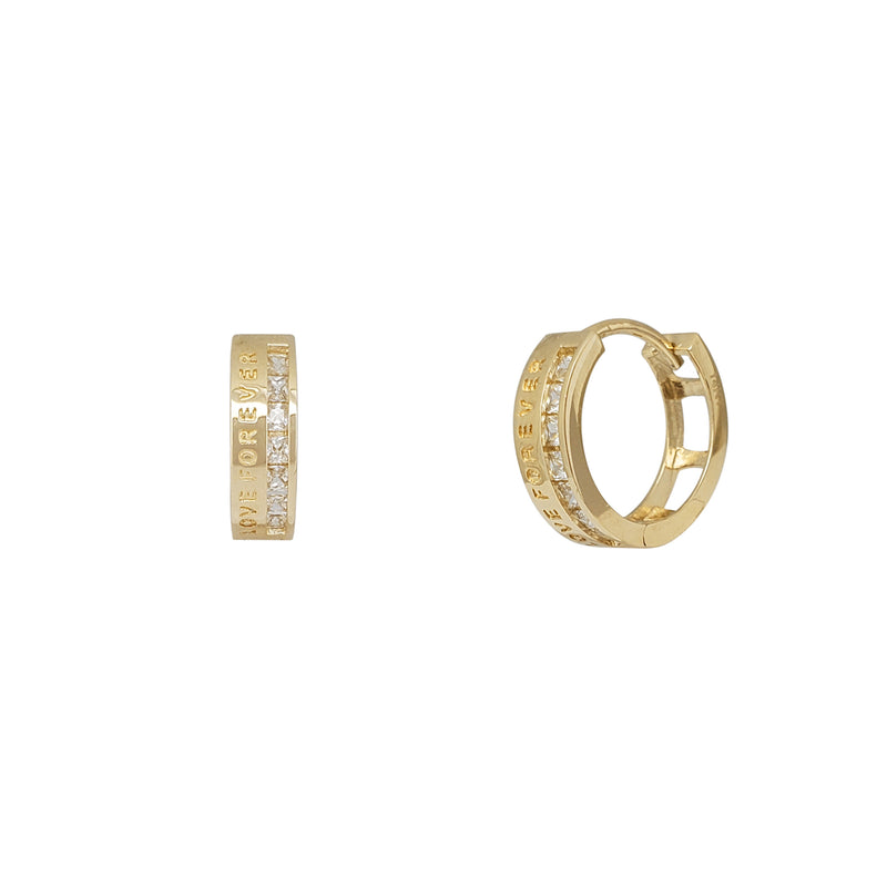 Zirconia Love Forever Huggie Earrings (14K)