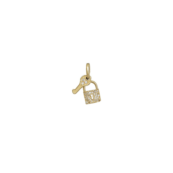 Zirconia Key & Lock Charm (14K)