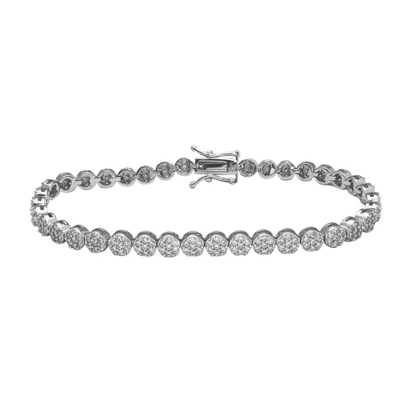 Zirconia Round-Honeycomb Tennis Bracelet (Silver)