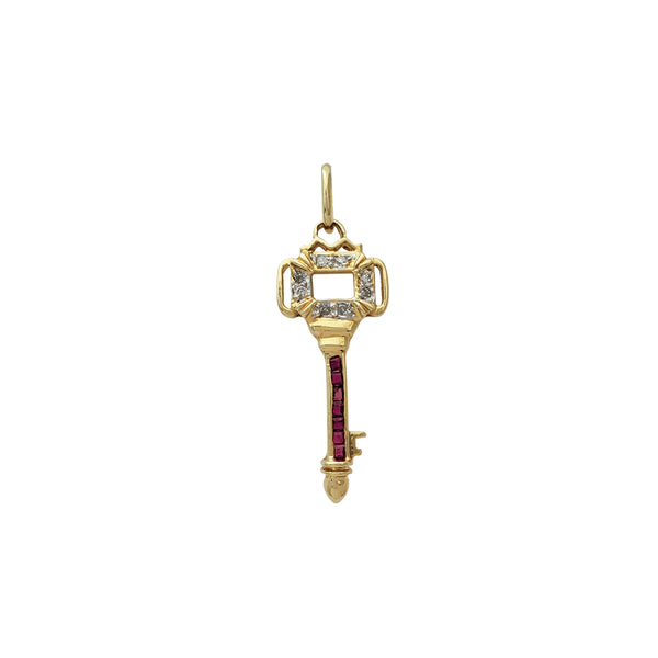 Diamond & Ruby Key Pendant (14K)