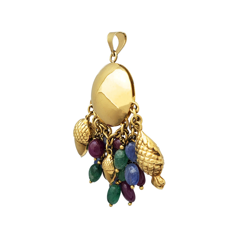 Fancy Dangling Acorns Pendant (18K)