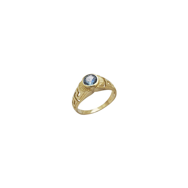 Zirconia Bezel Greek Textured Baby/Kid Youth Ring (14K)