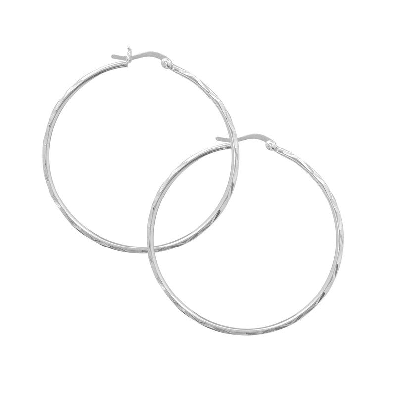 Diamond-cuts Hoop Earrings (Silver)