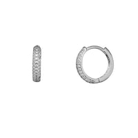 Zirconia Pave Huggie Earrings (Silver)