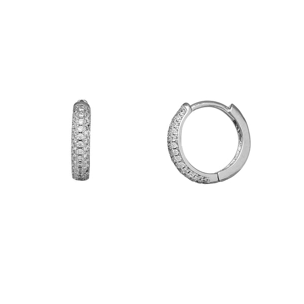 Zirconia Pave Huggie Earrings (Silver)