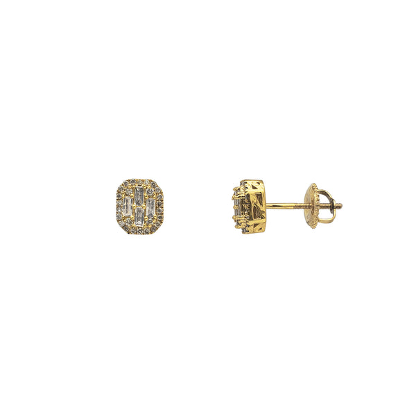 Diamond Cluster Rectangle Stud Earrings (14K)