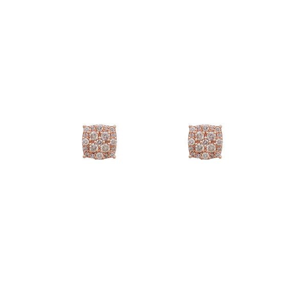 Diamond Cluster Square Stud Earrings (14K)