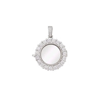 Zirconia Round Locket Memorial Picture Pendant (Silver)