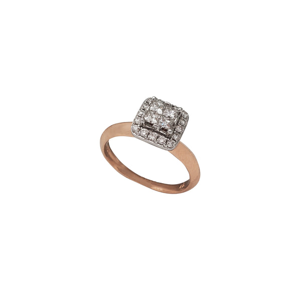 Diamond Pave Square Engagement Ring (14K)