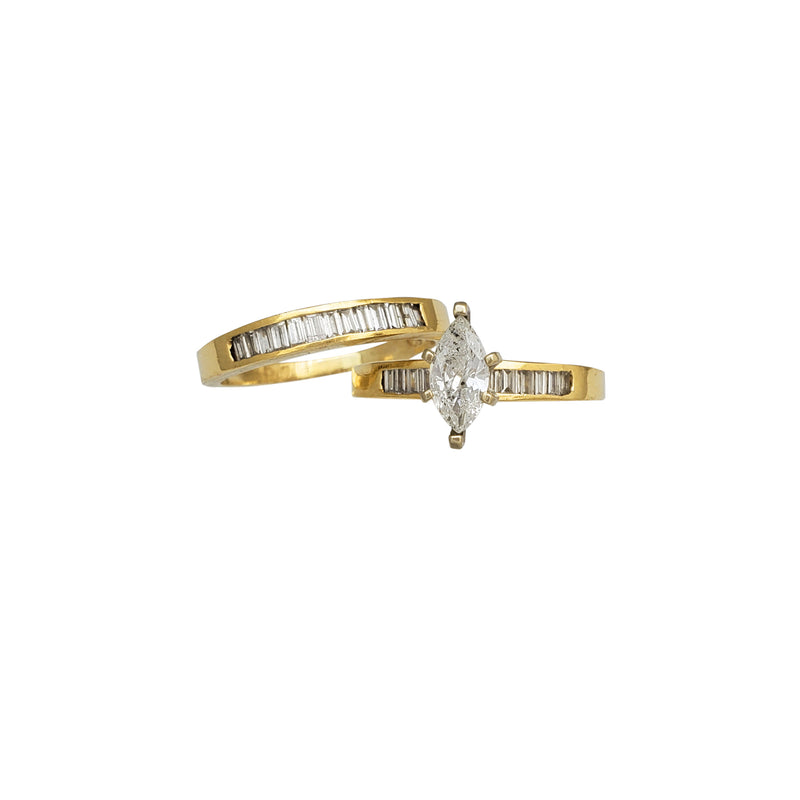 Diamond Two-Piece-Set Marquise & Baguettes Engagement Ring (14K)