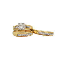 Diamond Three-Piece-Set Pave Milgrain Engagement Ring (14K)