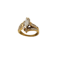 Diamond Bypass Marquise 2-Channel-Set Engagement Ring (14K)