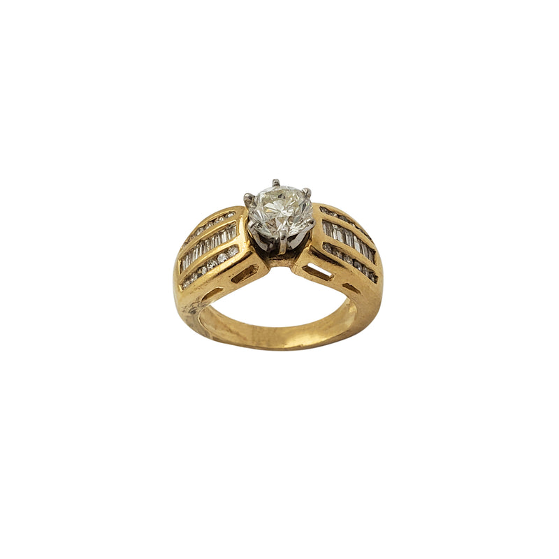 Diamond Round & Baguette Channel-Set Engagement Ring (14K)