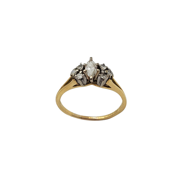 Diamond Cluster Marquise Engagement Ring (14K)