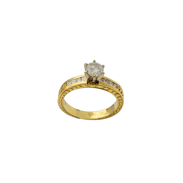 Diamond Vintage Textured Engagement Ring (18K)