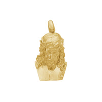 Glossy-Matte Textured Jesus Head Pendant (14K)