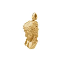 Glossy-Matte Textured Jesus Head Pendant (14K)